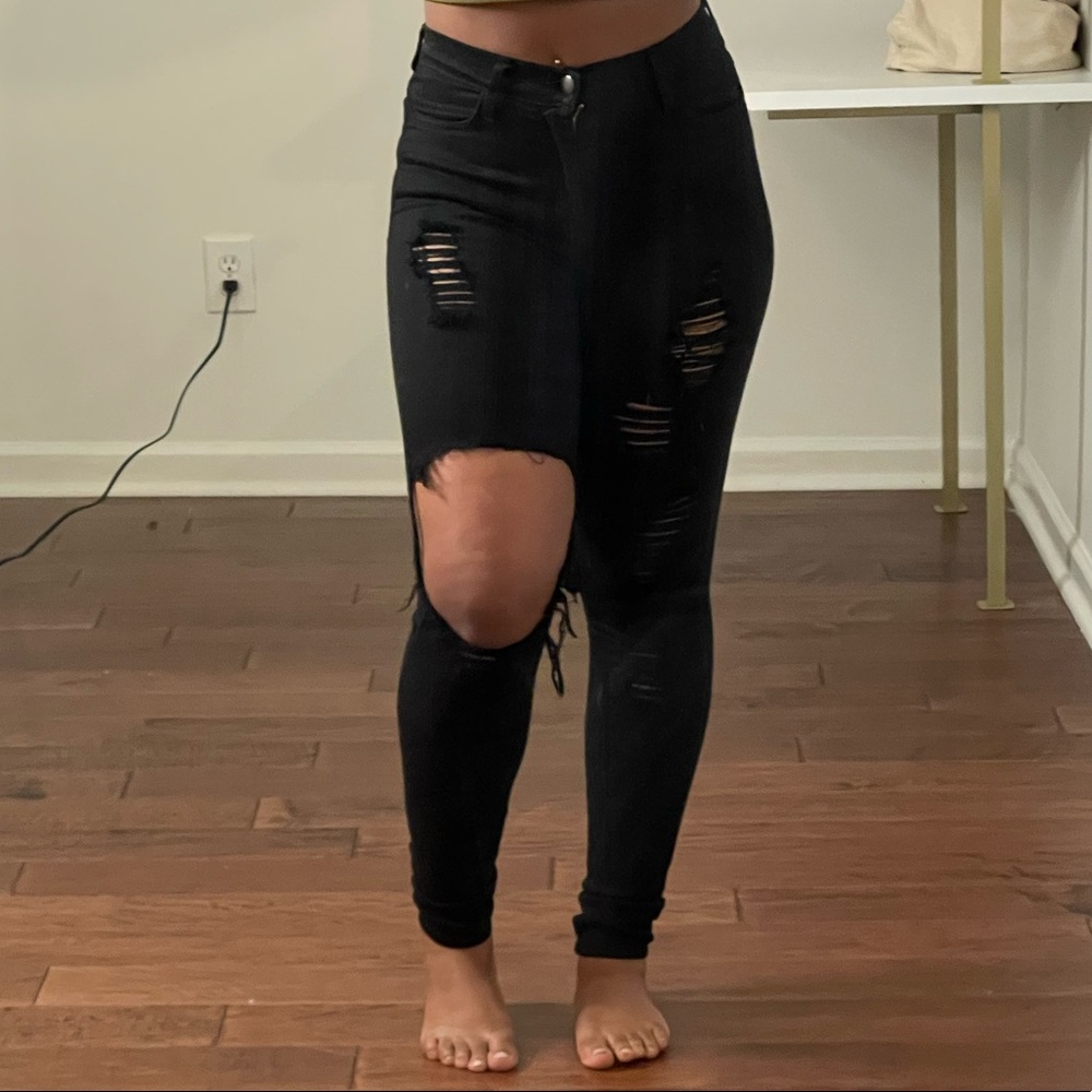 Super Stretch High waisted ripped jeans